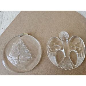 Acrylic dove Santa tree ornament vintage Xmas set